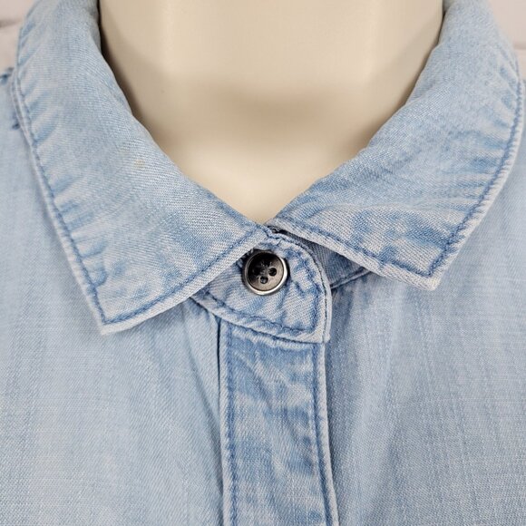 Cloth & Stone Anthropologie Blue Chambray Short Sleeve Dress Size Large L - Picture 5 of 15